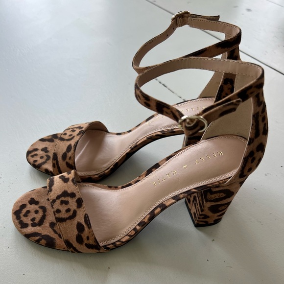 Kelly and Katie - Hailee Heel Brown Leopard Print Faux Leather Ankle Strap 8.5 - Picture 7 of 13